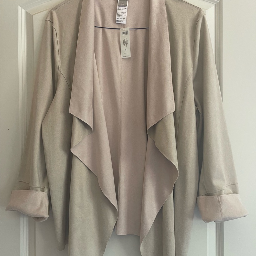 Chico's soft suede waterfall opening - Beige and Cream - fits like a XXL